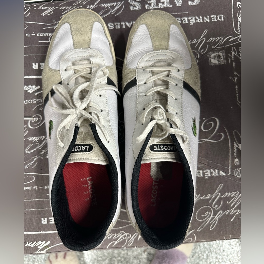 Lacoste Men's White and Beige Sneakers